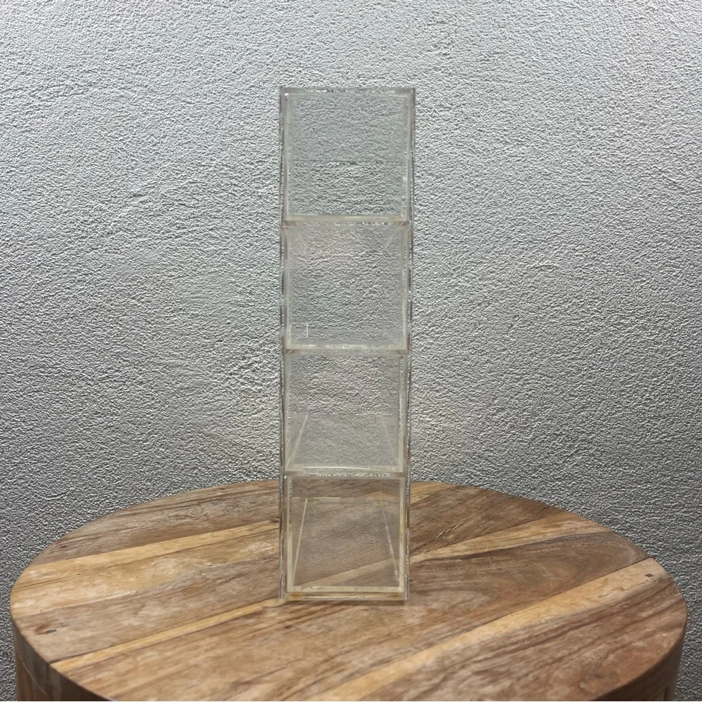 Retro l Clear Acrylic Gold Polka Dot Four Drawer Beauty Cosmetic Tower Organizer